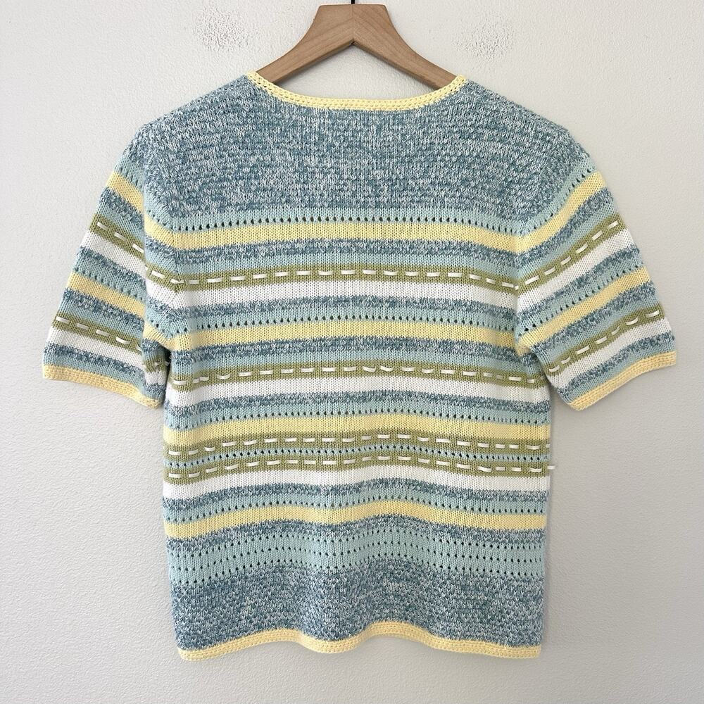 Christopher & Banks Vintage Striped Cardigan Sweater Size S Knit Ribbon Cottage - Picture 7 of 11